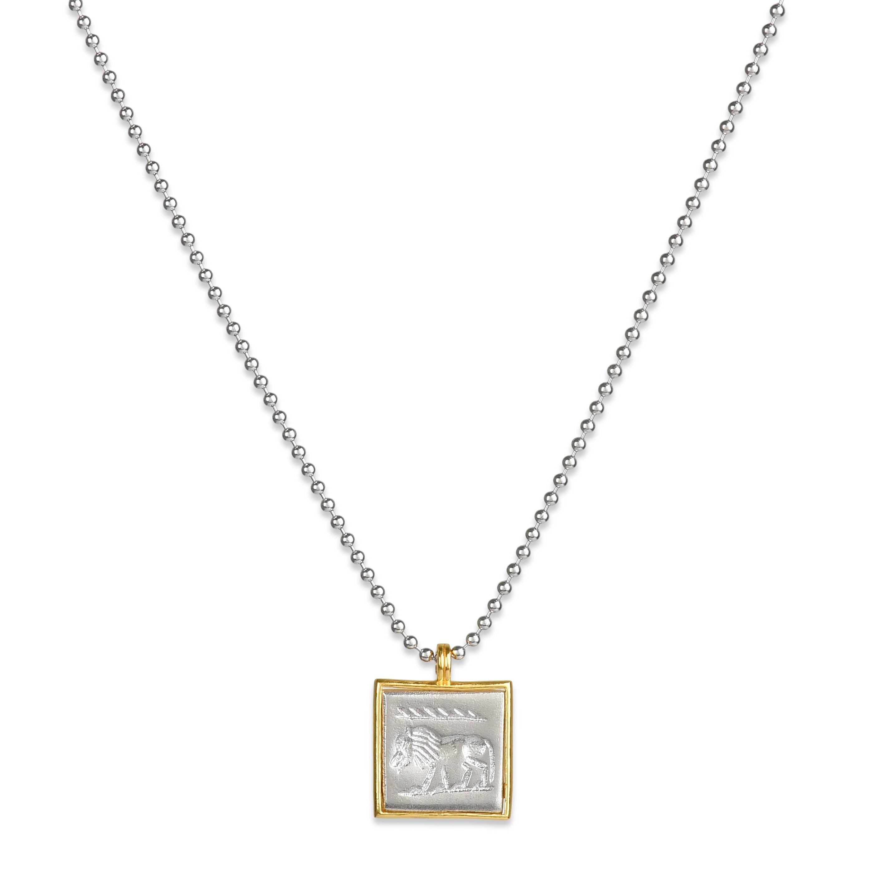 RR LION GOLD SILVER KOLYE